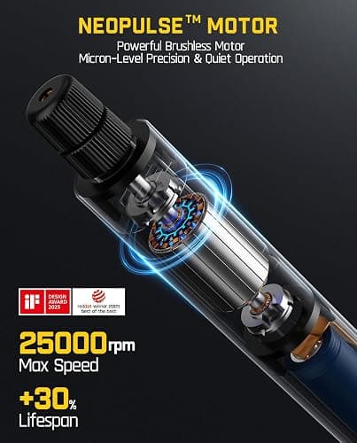 Fanttik F2 Master Mini Cordless Rotary Tool Kit, NeoPulse Motor, 5 Variable Speed, 25000 RPM, Revostor Hub, 35 Accessories, for 3D Printer Sanding, Polishing, Drilling, Carving, DIY Crafts thumbnail 4