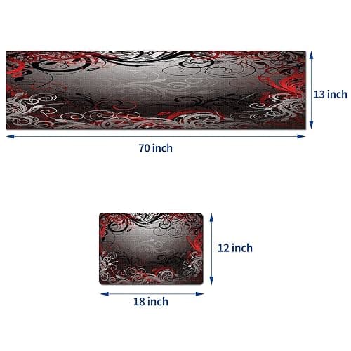 Mcalk Table Runner and Placemats Set of 6 Pieces,Mystic Gray Leaf Placemat,Cloth Place Mats Red Indoor for Kitchen,Washable Placemats Floral Print Linen Material for Dining Table thumbnail 3