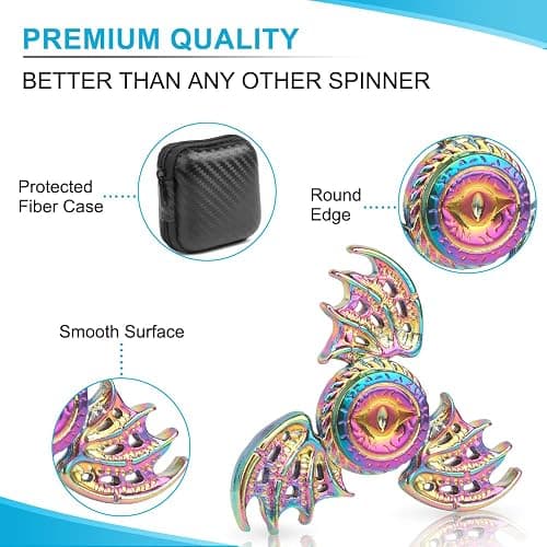Dragon Fidget Spinner Toys for Kids Adults, Phoenix Fidgit Spinner Desk Toy Metal, Stress Relief Toys Spin Fidgets Hand Finger Spinners Toy Focus Fidgeting Tri Spinner Novelty Gift Prize with Case thumbnail 3