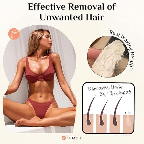 KOTAMU Hard Wax Beads for Hair Removal - 1lb Sensitive Skin Thick Hair Formula for Full Body, Face, Chest, Back, Leg, Bikini Brazilian Waxing - Wax Refill for Women and Men thumbnail 6