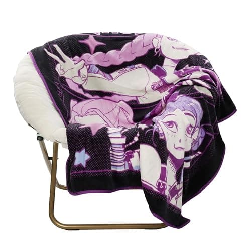 HUNTRX Kpop Demon Hunters Super Soft Fleece Throw Blanket, Purple and Black, 46x60 Inch thumbnail 4