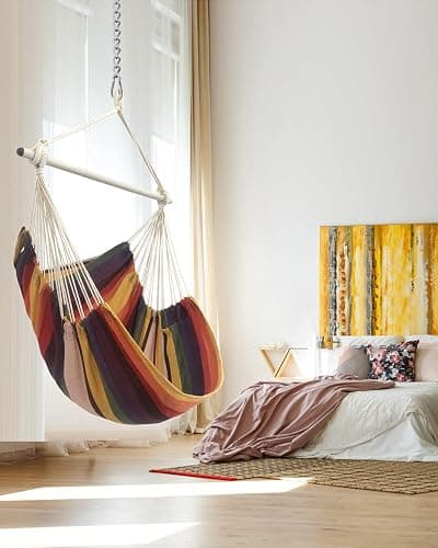 MIZTLI Hammock Chair Swing Indoor Hammock for Bedroom - Max 500 Lbs－Steel Spreader Bar with Anti-Slip Rings-Indoor & Outdoor thumbnail 2