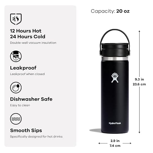 Hydro Flask Wide Mouth with Flex Sip Lid - Insulated Water Bottle Travel Cup Coffee Mug Tumbler 20 Oz thumbnail 3