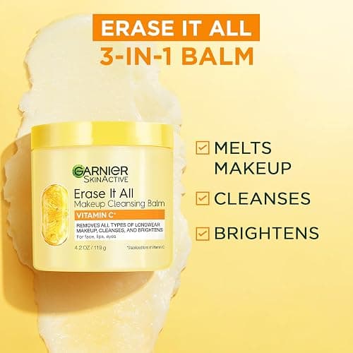 Garnier Erase It All Makeup Cleansing Balm with Vitamin C, Brightening Facial Cleanser and Makeup Remover, 4.2 Oz thumbnail 2