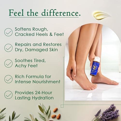Dry Cracked Heel Repair Balm, Organic Foot Cream for Dry Feet & Callus | Deeply Moisturizes & Softens Dry Cracked Feet & Heels, Rough Dead Skin with Almond, Jojoba, Olive & Lavender Oils, Vitamin E thumbnail 4