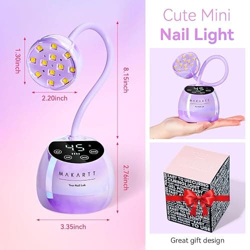 Makartt UV LED Nail Lamp - Gooseneck UV Light for Gel Nails USB 39W Cordless Flash Cure Lamp with 4 Times & Auto Sensor Nail Dryer Fast Curing Nail Art Design for Salon Home DIY (Glazed Purple) thumbnail 8
