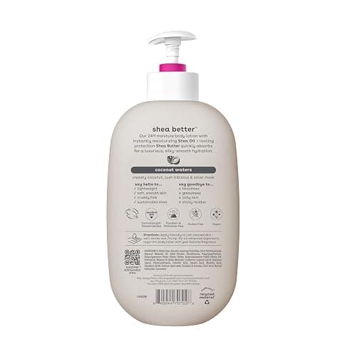 eos Shea Better Body Lotion Coconut Waters, 24-Hour Moisture Skin Care, Lightweight & Non-Greasy, Natural Shea, Vegan, Coconut Body Lotion, 16 fl oz thumbnail 7
