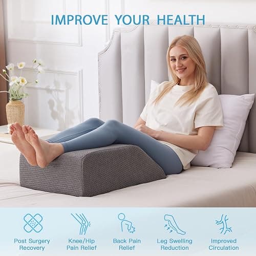 MEGCXIT Leg Pillow Elevation Blood Circulation, Leg Wedge for Elevation for Swelling, Leg Elevating Pillow for After Surgery, Memory Foam Foot Knee Pillow for Back Sleeping 24×22×8 Inch Dark Grey thumbnail 5