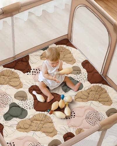Lambluefly Tapis d'eveil Bebe, épaissi Tapis de Jeux Bebe 127x127cm, Antidérapant, Lavable en Machine, Pliable Tapis d'éveil et de Jeux, Tapis Sol Bebe de Jeu pour Parc, Conception de Style Bohème thumbnail 5