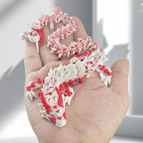 2PCS 3D Printed Dragon with Heart Design - 12.7 Inches Light and Dark Heart Themed Articulating Dragons, Rotating Hearts Tail - Perfect Home Decor or Valentine’s Christmas Easter Basket Stuffers thumbnail 7