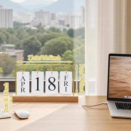 Uguisu Desktop Decor, Wall Calendar, Gold Metal Stand with Paper Monthly Daily Calendar, Home Decor, Living Room Decor, Hallway Decorative Ornament, Reusable Office Accessory. thumbnail 3