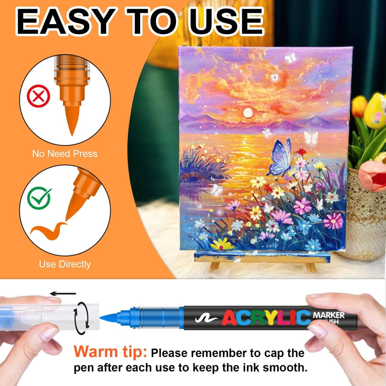 Marcadores Acrílicos 168 Colores Punta Brush – Tinta Acrílica Líquida de 2.4 ml, Caja de 7 Niveles, Ideal para Arte en Roca, Madera, Vidrio, Tela y Más – Rotuladores Acrílicos de Pintura thumbnail 2
