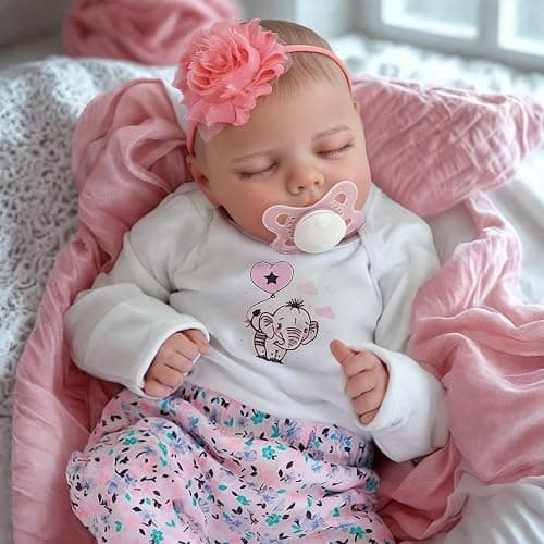 JIZHI Lifelike Reborn Baby Dolls Girl, 17 Inch Real Baby Doll Soft Body Realistic Newborn Vinyl Silicone Baby Doll Full Body Poseable Real Life Baby Dolls with Feeding Kit Gift Box for Kids Age 3+ thumbnail 7