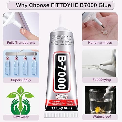 3.7oz B7000 Rhinestone Clear Glue for Jewelry Making, 110 ml Multipurpose Adhesive Jewlery Glue for Fabric, Tumblers, Rhinestones DIY Crafts, Nail Art, Makeup, Shoes, Cell Phones, Tablet, Wood thumbnail 4