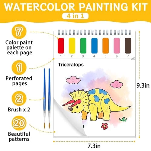SOCOLER Paint with Water Coloring Books for Toddlers,Mess Free Watercolor Painting Papers for Kids Water Color Paint Kit Art Craft Birthday Gift for Ages 1-3,4-8(Dinosaurs) thumbnail 3