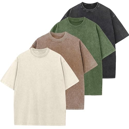 Men's Oversized Cotton T-Shirts Loose Fit Vintage Washed Tee Unisex Short Sleeve Casual Shirts Tops - Image 1