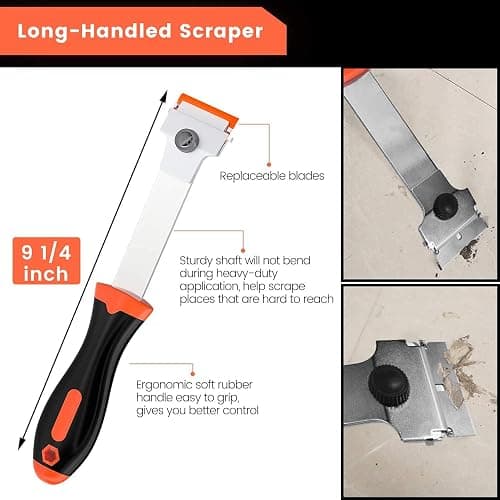 DEKEones Razor Blade Scraper, Long Handled Scraper Tool with 10 Extra Replacement Blades, Razor Scraper Remover for Cleaning Sticker, Paint, Caulk from Window, Car, Glass, Windshield, Stove thumbnail 2