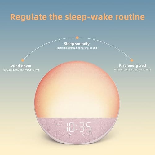 Odokee Sunrise Alarm Clock White Noise Machine: Natural Wake Up Light - Dimmable Clock with Bluetooth Speaker for Bedroom - 25 Sleep Sounds for Baby Adults Kids Sakura Pink thumbnail 5