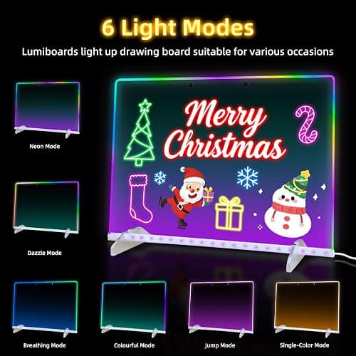 LED Note Board with 7 Colors, Includes Adapter, 13"x10" Led Drawing Board for Kids, Light Up Dry Erase Boards with 7 Markers, Soft Cloth, Hanging Chain, Holiday Trend Gift thumbnail 3