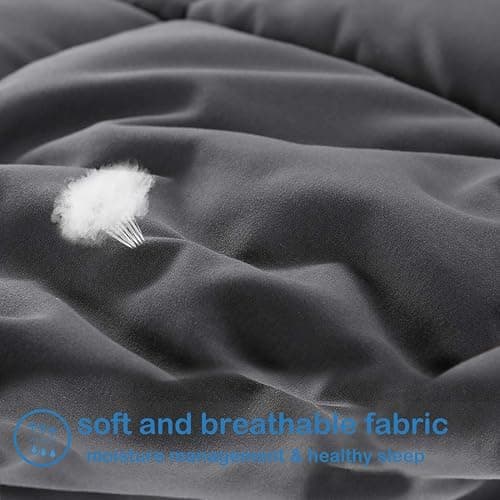 EASELAND Full Size Down Alternative Comforter - Quilted Duvet Insert for All Seasons, Soft Lightweight with Corner Tabs, Summer Winter Warm Bedding, Dark Grey 82×86 Inches thumbnail 5