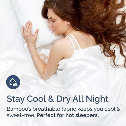Bamboo Sheets King Size - Cooling Sheets for King - 100% Rayon Derived From Bamboo - Ultra Soft, Breathable & Hotel Luxury Bedding - 1 Flat & 1 Fitted & 2 Pillowcases w/ 16 Inch Deep Pockets - White thumbnail 3