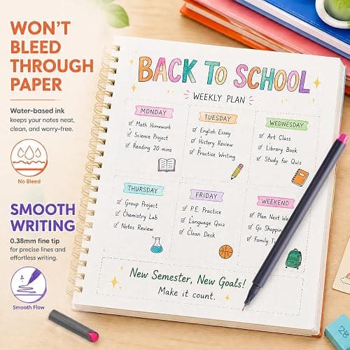 iBayam Journal Planner Fineliner Pens Fine Point 0.38mm, Cute School office | 18 Vibrant Colors, Smooth Writing, Art Markers for Bullet Journaling Note-taking Scrapbooking Calendar, Drawing Sketching Pen thumbnail 4
