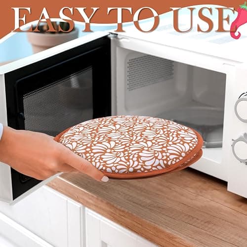 Honeydak 2 Pcs 10 Inch Tortilla Warmer Pouch, Mexican Talavera Pottery Terracotta Pattern Microwavable Insulated Cloth Pouch for Tortillas, Tacos, Naan, and Pizza Rolls thumbnail 5