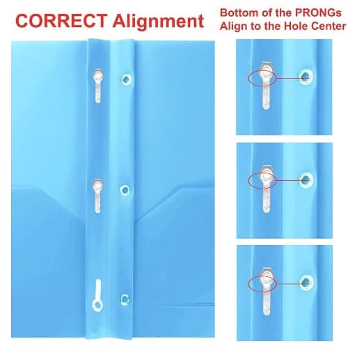 Youngever 6 Pack Heavy Duty Plastic Two Pocket Folders with 3 Prongs, Metal Prongs Fastener, Heavy Duty Plastic 2 Pocket Folder (Light Blue) thumbnail 3