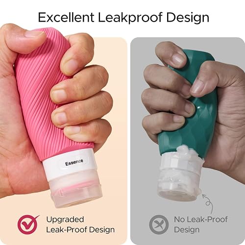 LitBear 23 Pack TSA Approved Travel Bottles for Toiletries, Leak Proof Refillable Travel Size Containers Kit with Silicone Squeezable Bottles Jars for Shampoo Lotion Conditioner, in Clear Bag, Pink thumbnail 3