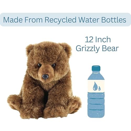 The Petting Zoo Grizzly Bear Stuffed Animal Plushie, Gifts for Kids, Wild Onez Animals, Bear Plush Toy, 12 inches thumbnail 7
