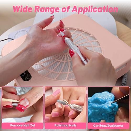 Nail Dust Collector with 2 Cleanable & Reusable Filters,Dust Extractor Compact Vacuum Fan Dust Collector,Suction Machine for Acrylic Home Nails Polishing Nail Salon,Pink thumbnail 9