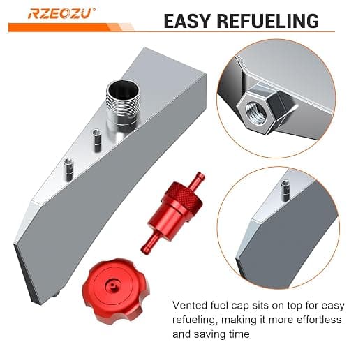 RZEOZU Mini Bike Gas Fuel Tank Kit Replacement for Mega Moto MMB80 MMB105 Monster Moto 80cc Parts Coleman RB100 RT100 Oryxearth 105cc Minibike Assembly Accessories Stainless Steel thumbnail 3