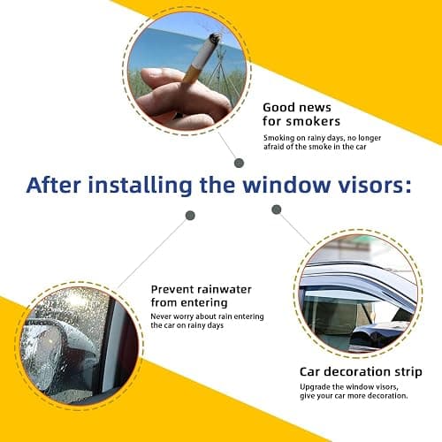 PLDDE Window Visors Compatible with 2008-2012 Accord Sedan 4-Door Smoke Tint with Chrome Trim Outside Mount Tape On/Clip On Style PVC Wind Sun Rain Guard Vent Deflector thumbnail 5