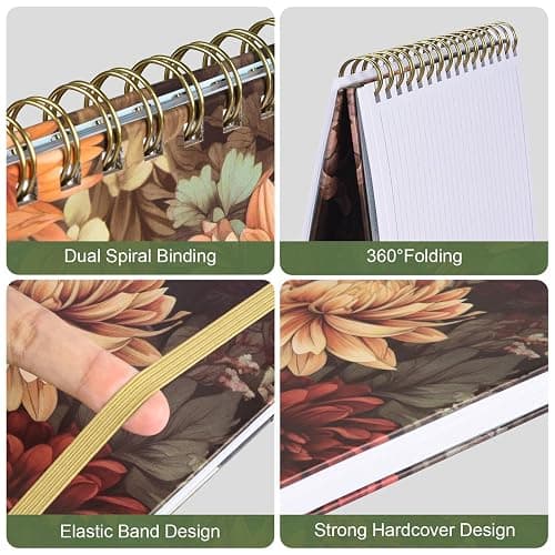 4 Pack Spiral Notebook, A5 Lined Journal for Women, College Ruled 160 Pages | Hardcover Spiral Bound Journal with 2 Pockets, Cute Notebook for Office School Supplies Daily Note Taking Gifts, 6.3" x 8.46" thumbnail 4