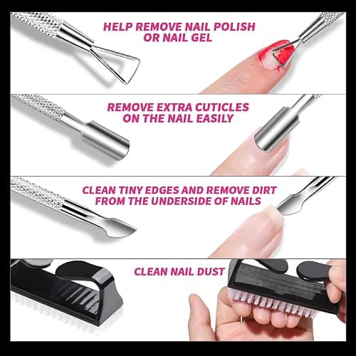 FANDAME Gel Nail Polish Remover Tools Kit, 10 PCS Nail Polish Remover Clips Black, 100ml Nail Polish Remover Bottle, 500PCS Cotton Pad, Nail Brush, Cuticle Pusher, Nail File, Buffer Block Tools kit thumbnail 5