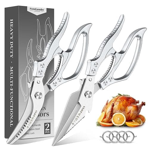 Freelander Kitchen Scissors Set - All Purpose Heavy Duty Poultry Shears | Japanese Kitchen Shears for Food, Chicken, Meat, Fish, Vegetables, Ergonomic Non-Slip Handle, Gifts for Women Men - Image 1