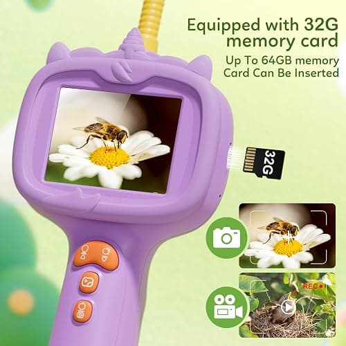 Kids Borescope Toys Camera with Light for 4-10 Years Old Boys Girls Birthday Gift 32GB Type-C Rechargeable STEM Science Educational Toy Snake Scope Camera for Outdoor Camping Nature Exploration thumbnail 4