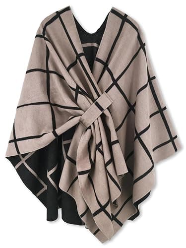 Moss Rose Women's Shawl Wrap Poncho Ruana Cape Open Front Cardigan Shawls for Fall Winter - Image 1