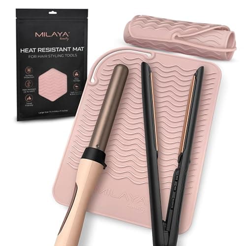 Milaya Beauty Large Heat Resistant Mat for Hair Tools – Silicone Curling Iron Holder & Flat Iron Holder – Non-Slip Hot Tool Mat & Vanity Mat – Vanity Accessories for Women, Home, Salon, or Travel - Image 1