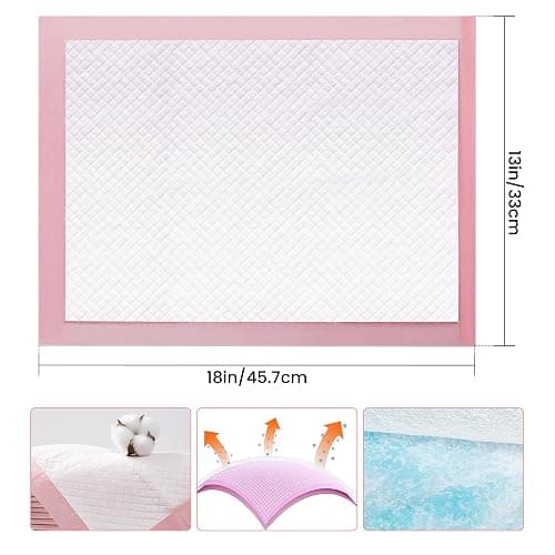 Pet Toilet Training Pads 100Count Disposable Puppy Pee Pads 18" x 13" for Dogs, Ultra Absorbent|Quick Dry|Leak-Proof Pet Potty Pads for Dog, Cat, Rabbits and Guinea Pigs (Pink) thumbnail 2