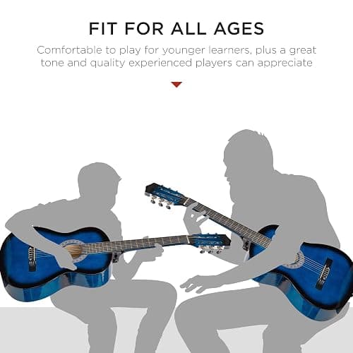 Best Choice Products 38in Beginner All Wood Acoustic Guitar Starter Kit w/Gig Bag, 6 Picks, Nylon Strings, Strap w/Pick Holder - Blue thumbnail 6