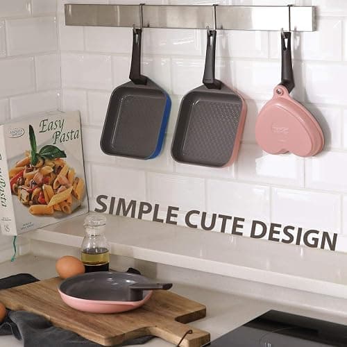 Neoflam 5.5'' Ceramic Nonstick Little Shaped, Frying Griddle Pan, Shaper Mini Pancake Waffle Maker with Heat Resistant Handle for Breakfast Scrambled Egg, Grilled Cheese, Pink Heart (51101) thumbnail 5