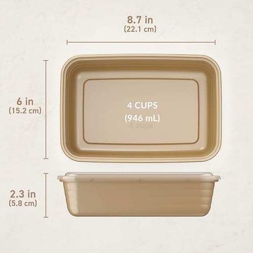 Bentgo Prep - 20-Piece 1-Compartment Reusable Meal Prep Containers with Lids, PFAS & BPA Free Materials, Durable, Microwave, Freezer, & Dishwasher Safe To Go Food Storage (Gold) thumbnail 2