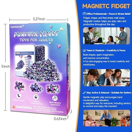 580PCS Magnetic Fidget Toys for Adults – Magnet Fidget, Magnetic Balls, Beads, Rocks & Ferrite Putty – Stress Relief Kit for ADHD, Anxiety & Autism, Desk & Office Sensory Toys, Colorful Adult Gifts thumbnail 2