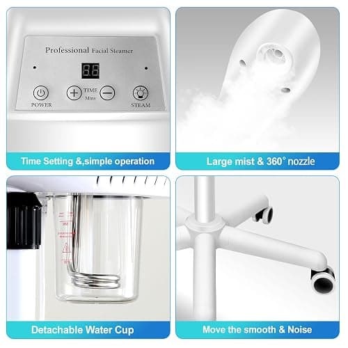 Professional Facial Steamer, Face Steamer on Wheels, SPA Ozone Steamer, Standing Face Steamer for Spa, Salon and at Home Use thumbnail 2
