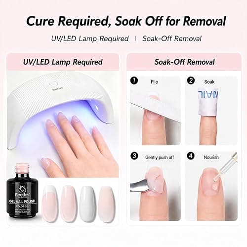 Beetles French Tip Gel Polish Set, White Nude Pink French Manicure Kit | 2 Nail Art Stickers for Diy Uv/Led Manicures At Home Or Salon, Suitable for Adding Quick Accent Designs thumbnail 7