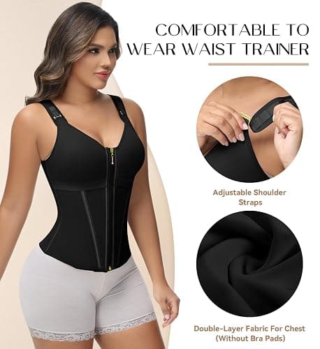 SHAPSHE Waist Trainer Corset for Women Tummy Control Sport Workout Body Shaper Vest for Women Postpartum Gym Zipper and Hooks thumbnail 3