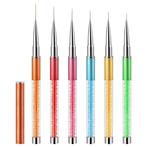 Artdone Nail Art Brushes Set,6PCS Nail Art Liner Brushes For Gel Nail polish Design pen,Nail Drawing Pens For Nail Art Tools Design Pen Small Detail Brushes - Image 1