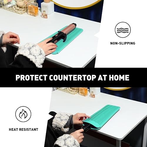 ZAXOP Resistant Silicone Mat Pouch for Flat Iron, Curling Iron,Hot Hair Tools (Mintgreen) thumbnail 6