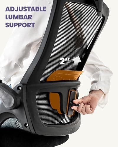 NEO Chair Ergonomic Adjustable Home Office Desk Chair High Back Computer Gaming Mesh Chair with Comfy Task Adjustable Arms Lumbar Neck Support Swivel for Home Office (Dark Black) thumbnail 4